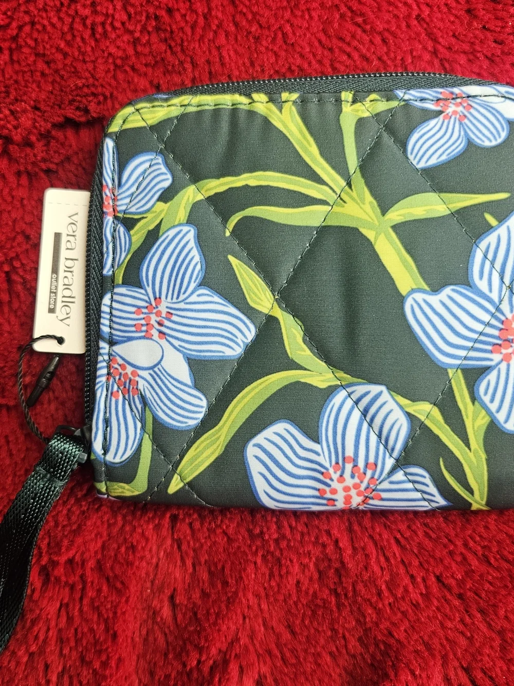 Vera Bradley Dark Green Floral Quilted Wallet - Picture 4 of 7